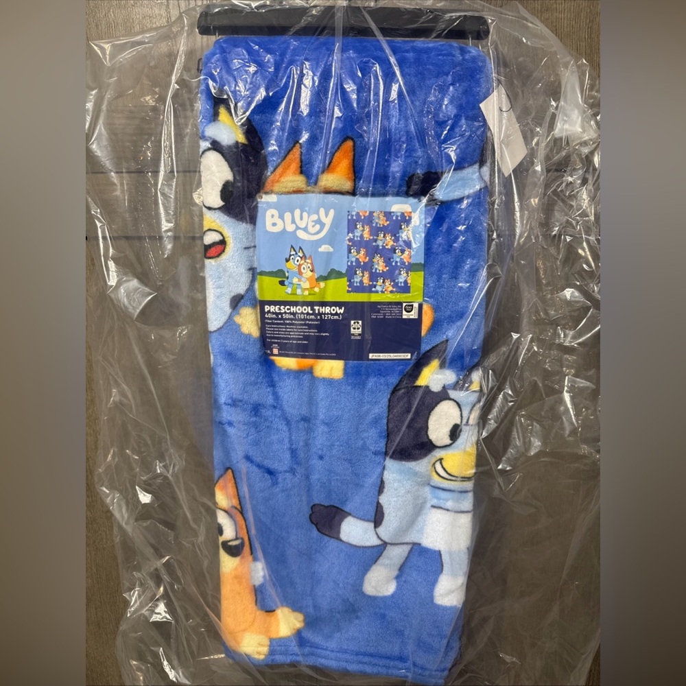 New Bluey & Bingo 40" x 50" Dark Blue Soft Preschool Throw Blanket On Hanger